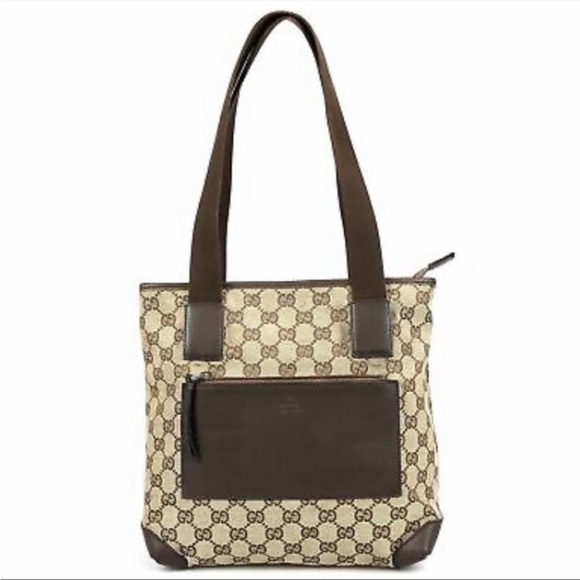 Authentic Gucci Monogram Logo Shoulder Bag Handbag Tote